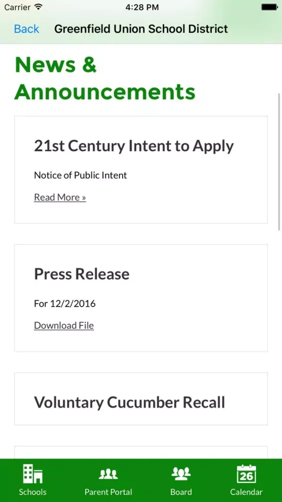 Screenshot di Greenfield Union School District