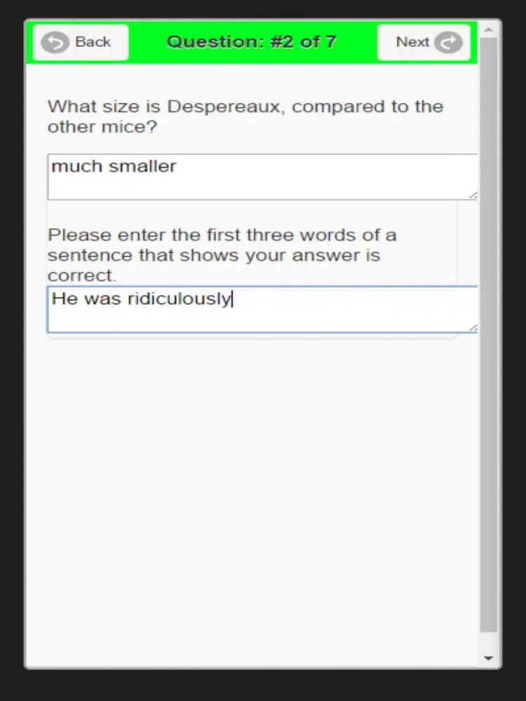 edMe RC #20: Questions for Tale of Despereaux(TM) iPad  Screenshots