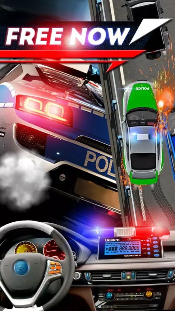 ภาพหน้าจอของ 2D Fast Police Car Chase Game - Free Real Speed Driving Racing Games