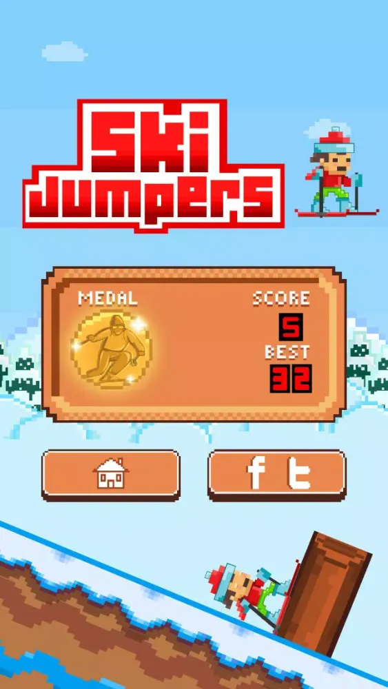Capturas de tela do Ski Jumpers - Play Free Pixel 8-bit Skiing Games