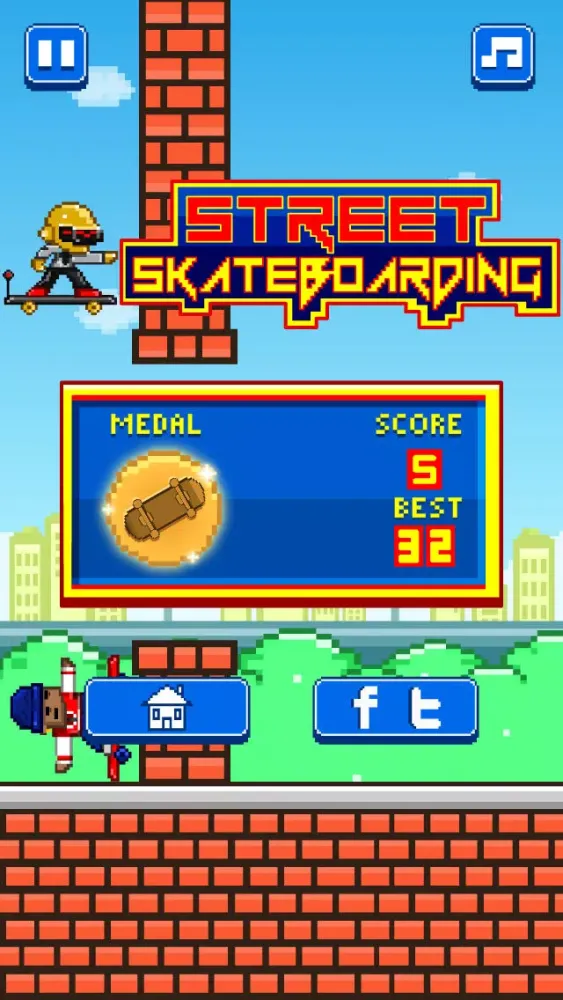 Street Skateboarding - Play Free 8-bit Retro Pixel Skating Games سکرین شاٹس