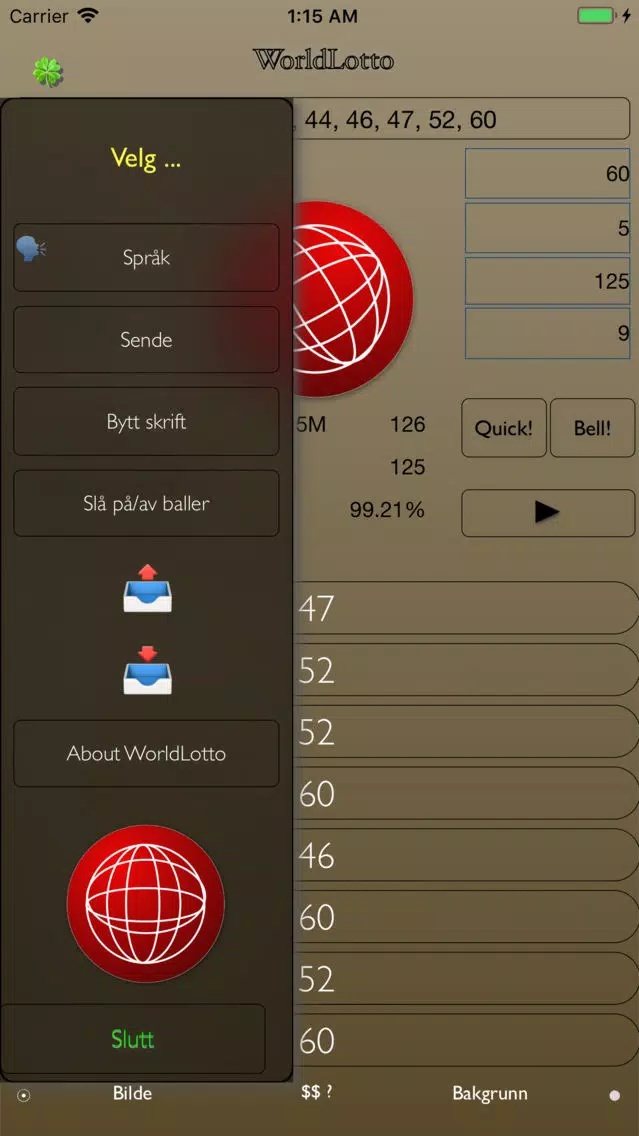 Tangkapan skrin The World Lotto