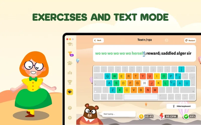 Capturas de tela do Master of Typing for Kids