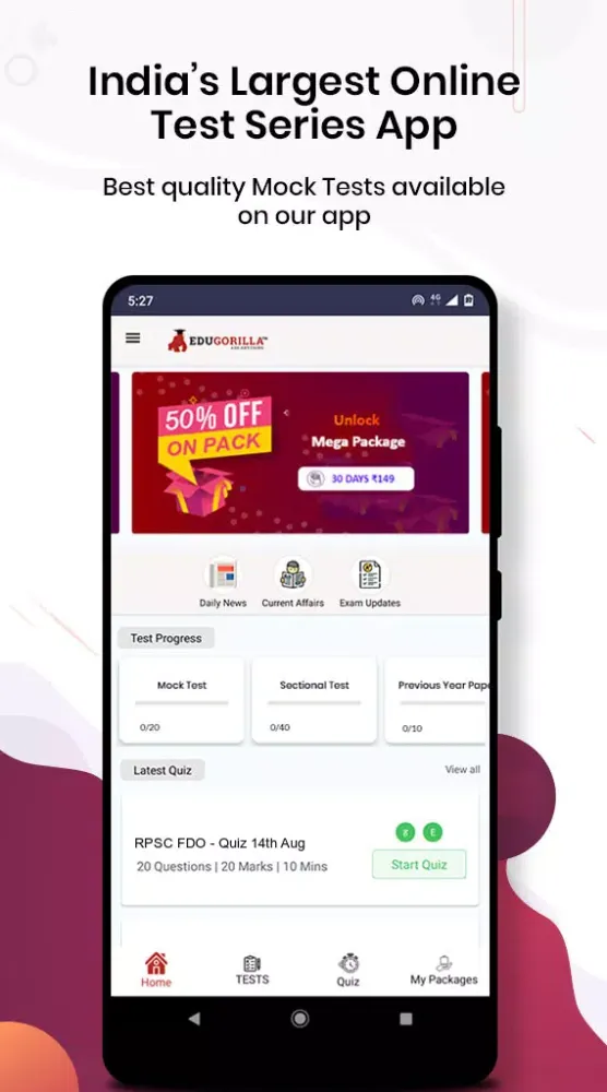 Скриншоты RPSC FDO Mock Test App