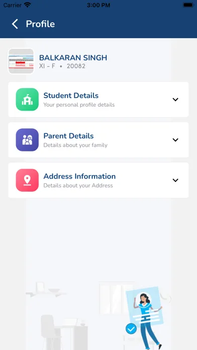 Capturas de tela do SHS Parent App