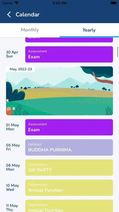 Capturas de tela do SHS Parent App