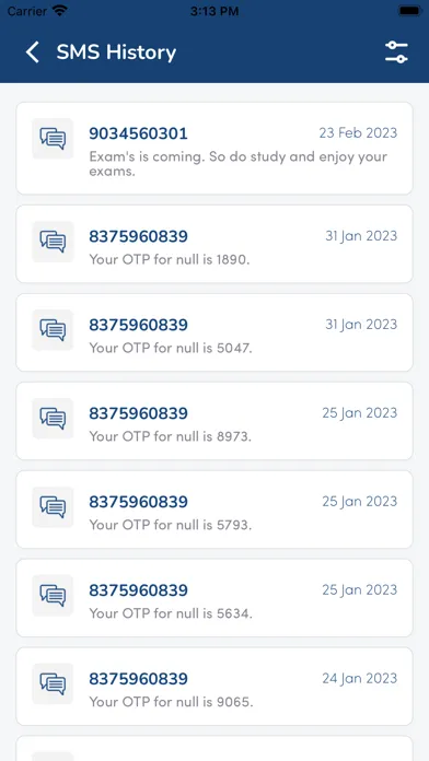 Capturas de tela do SHS Parent App