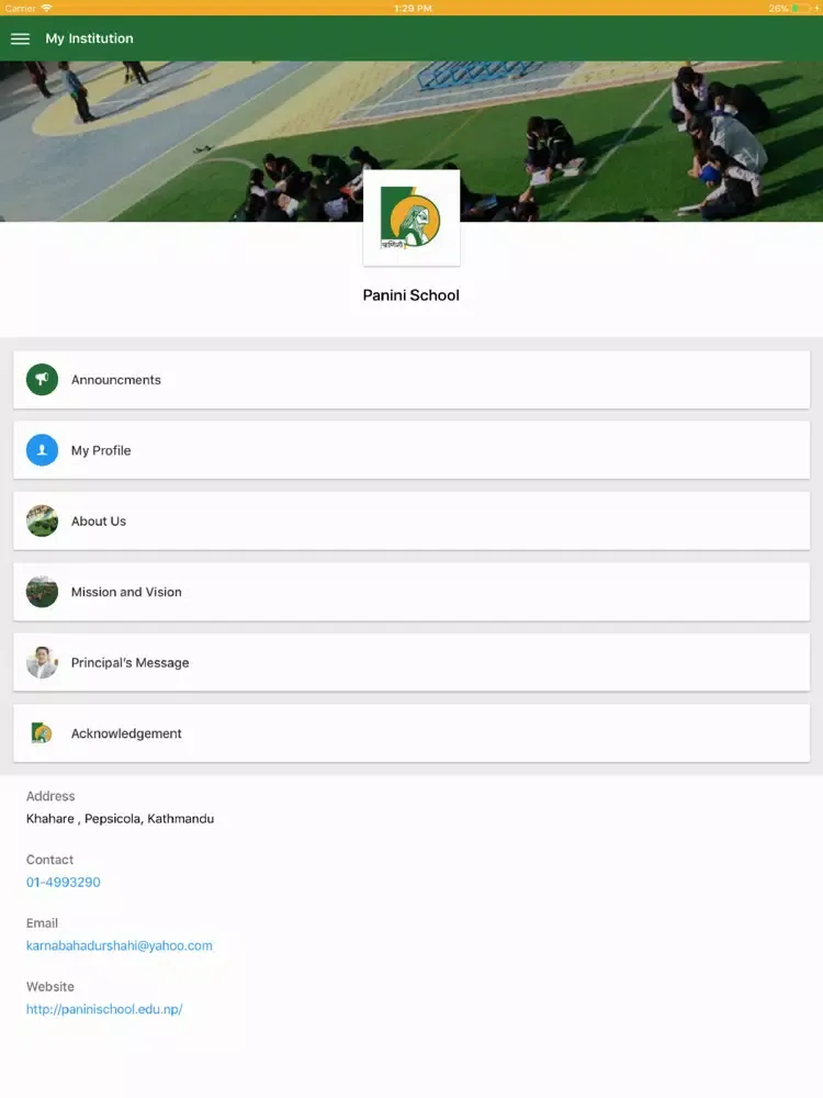 Ảnh chụp màn hình của Panini School, Khahare iPad 