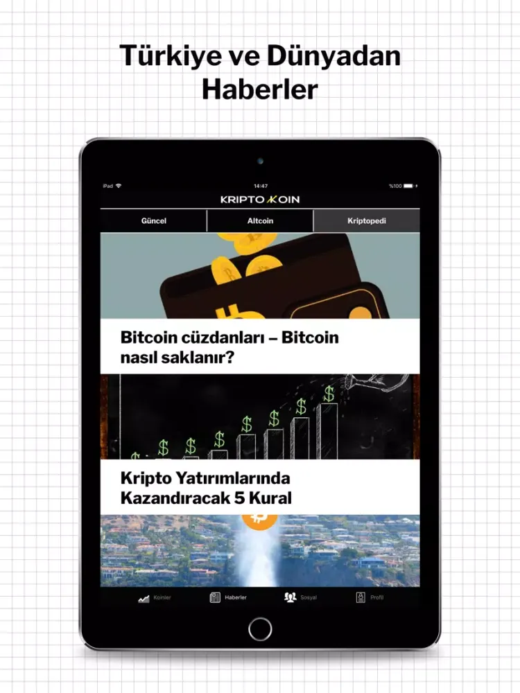 Tangkapan skrin KriptoKoin Bitcoin Fiyat Haber iPad 