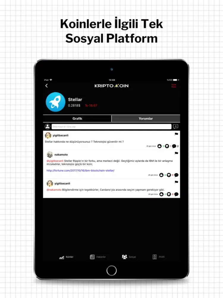 Tangkapan skrin KriptoKoin Bitcoin Fiyat Haber iPad 