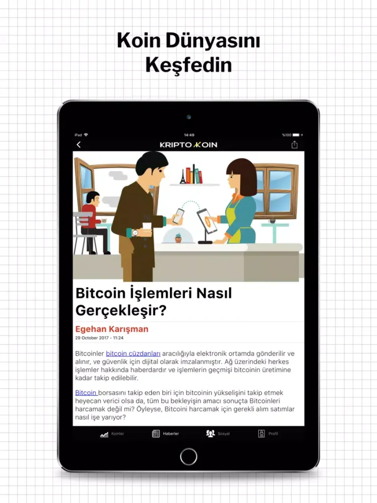 Tangkapan skrin KriptoKoin Bitcoin Fiyat Haber iPad 