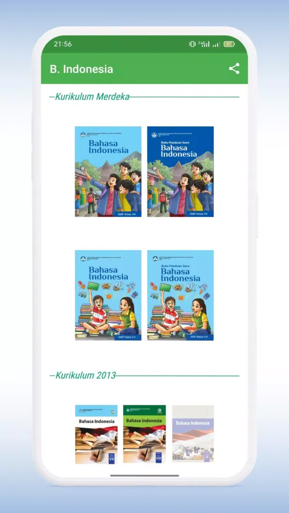 Tangkapan skrin Buku B. Indonesia 7, 8, 9