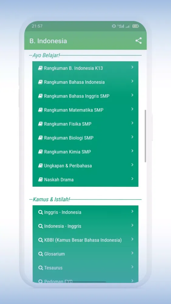 Tangkapan skrin Buku B. Indonesia 7, 8, 9