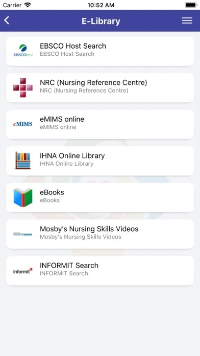 Capturas de tela do IHM Student Hub
