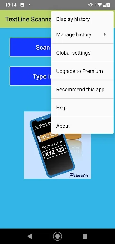 Tangkapan layar TextLine Scanner