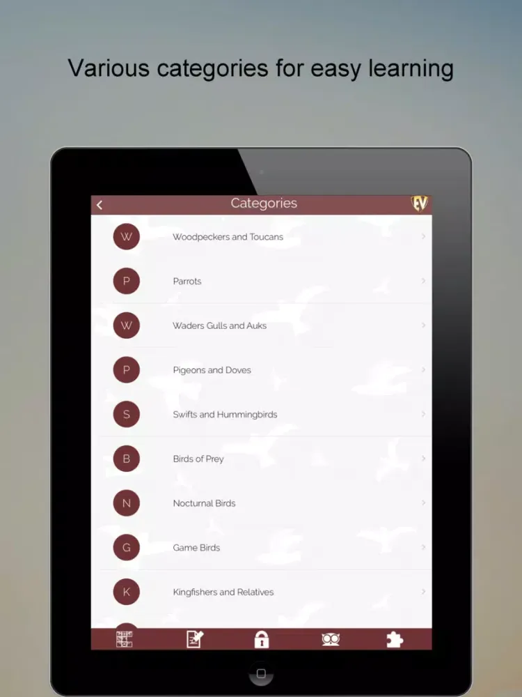 ภาพหน้าจอของ Non-Passerine Bird Dictionary iPad 