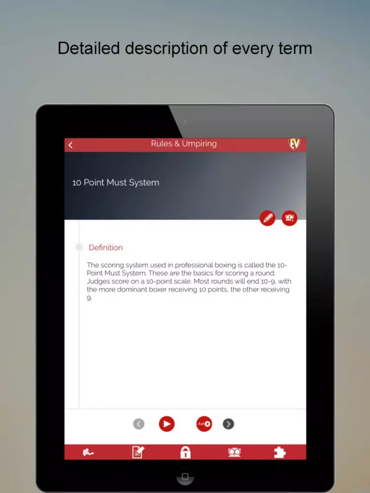 Capturas de tela do Boxing Dictionary SMART Guide iPad 
