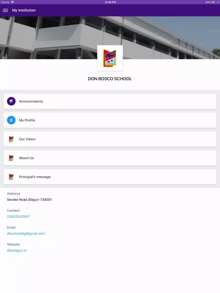 Скриншоты Don Bosco School, Siliguri iPad 