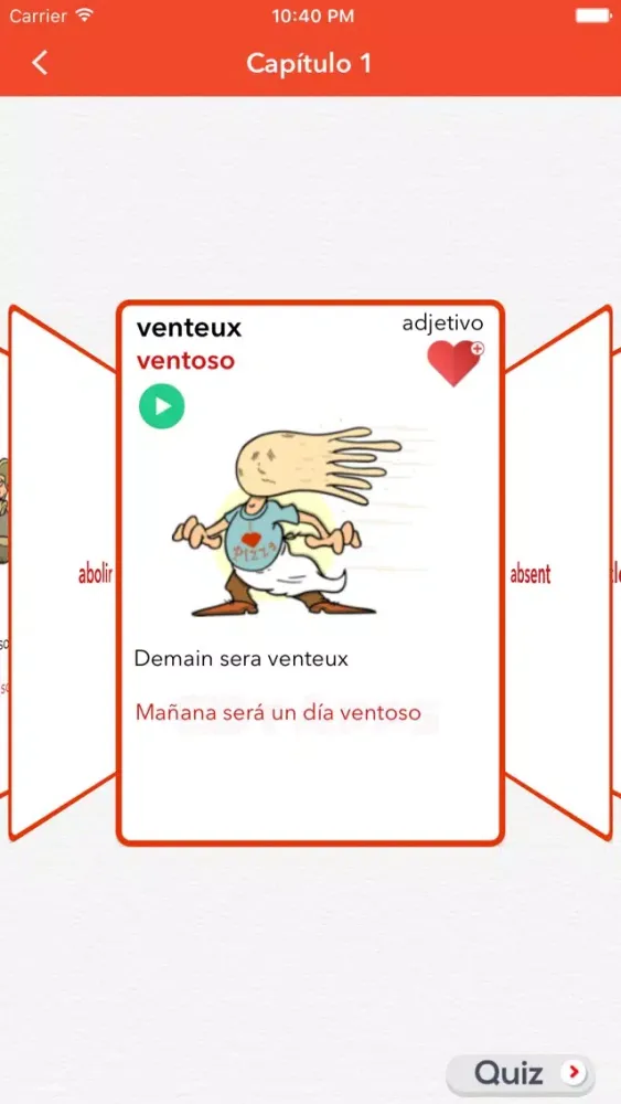 Tangkapan skrin Practica el vocabulario Francé