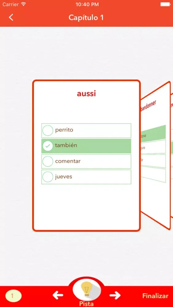Tangkapan skrin Practica el vocabulario Francé