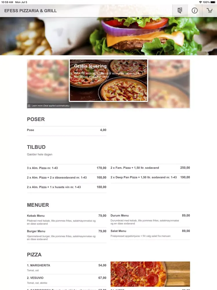 Ảnh chụp màn hình của Efess Pizzaria & Grill iPad 