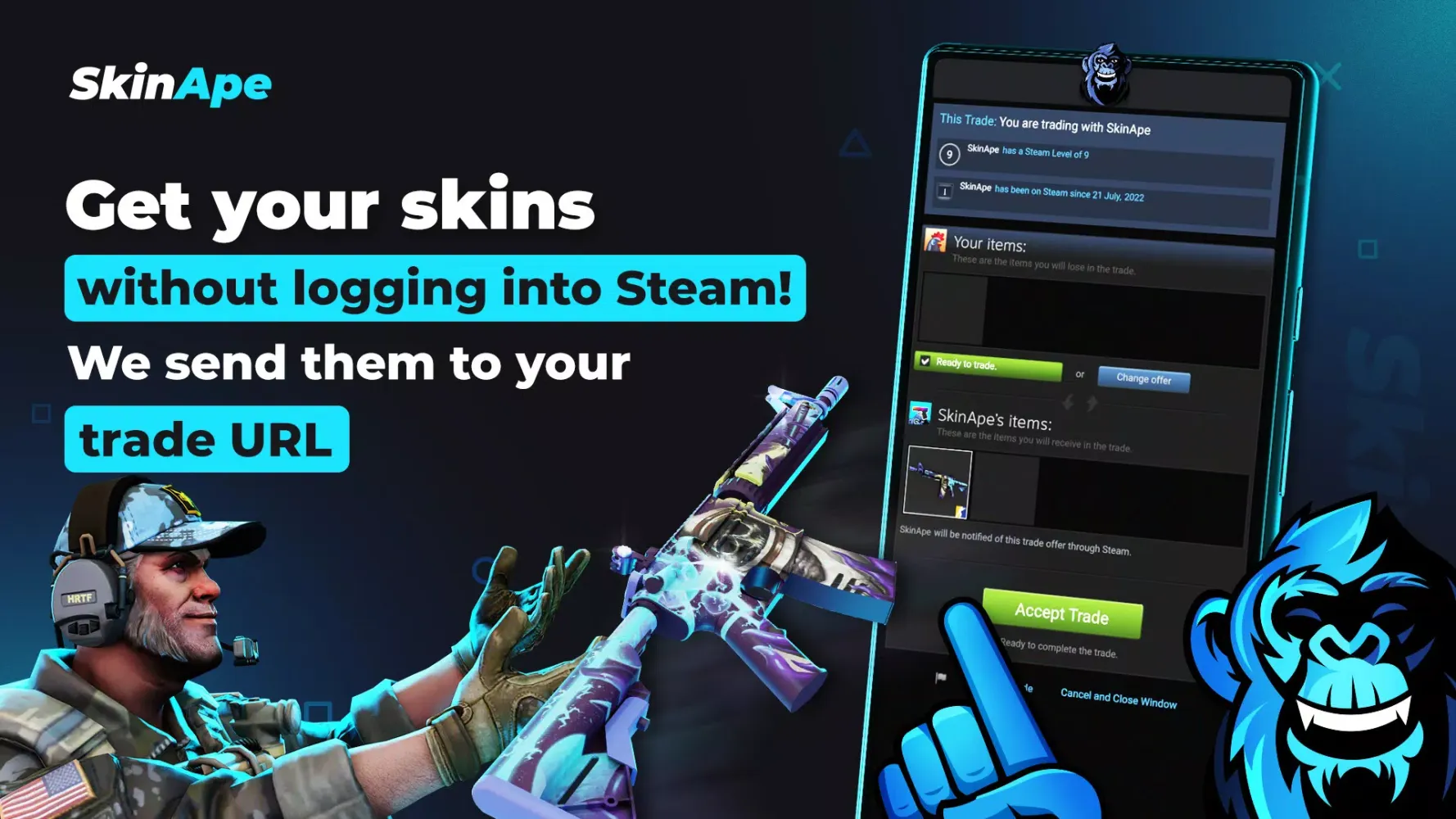 Captures d'écran de SkinApe CSGO: Win CS2 Skins