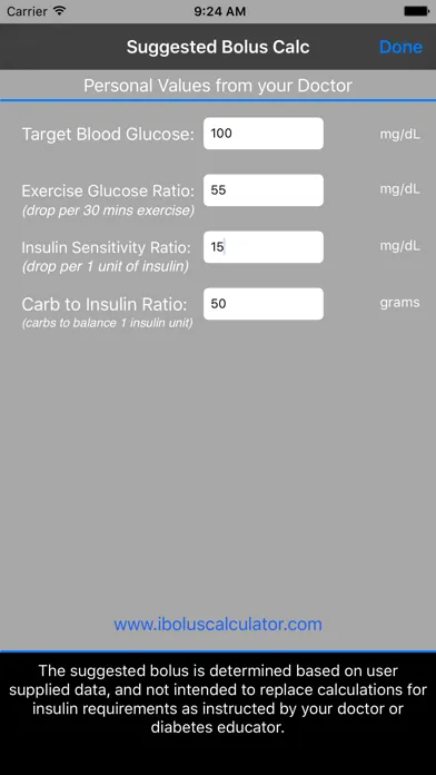 iBolusCalc - Diabetes Blood Glucose Helper স্ক্রিনশট