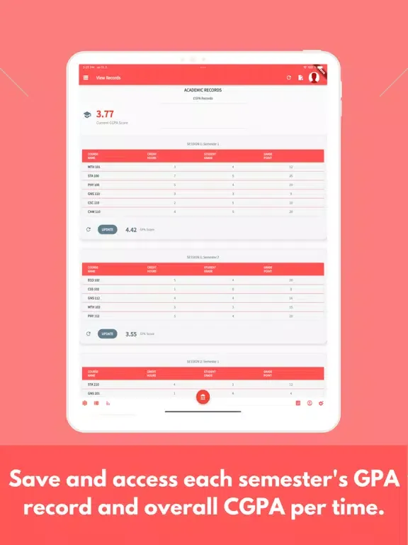 Ảnh chụp màn hình của Effiko GPA Calculator iPad 