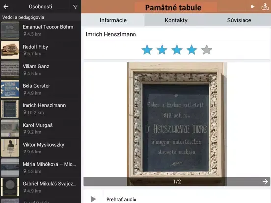 Pamätné tabule Košice iPad 应用截图