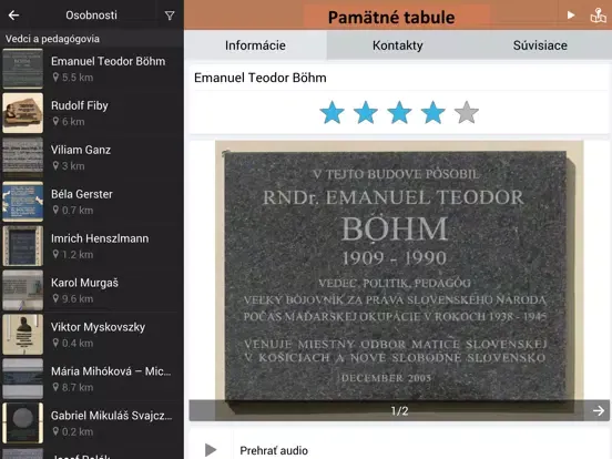 Pamätné tabule Košice iPad 应用截图