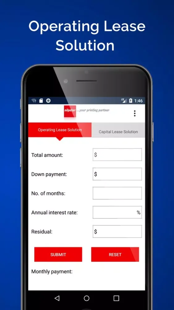Tangkapan skrin Lease Calculator - Nilpeter