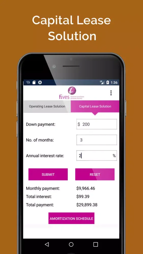 Captures d'écran de Lease Calculator - Fives