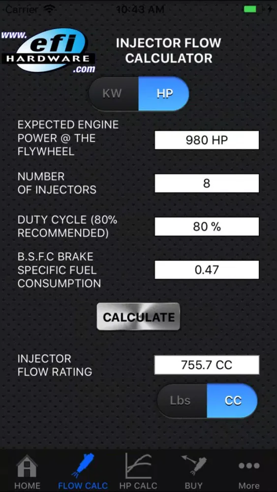 Capturas de pantalla de Injector Flow Calculator