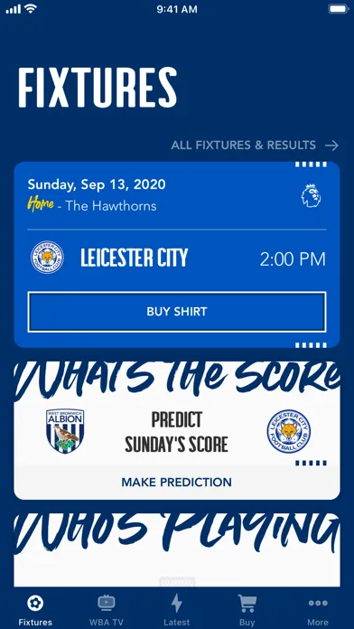 Ảnh chụp màn hình của West Bromwich Albion