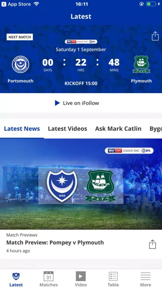 Portsmouth Official App Screenshots