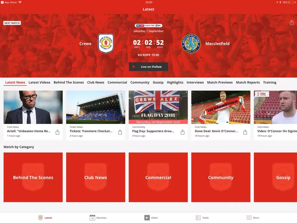 Crewe Alexandra Official App iPad 應用截圖