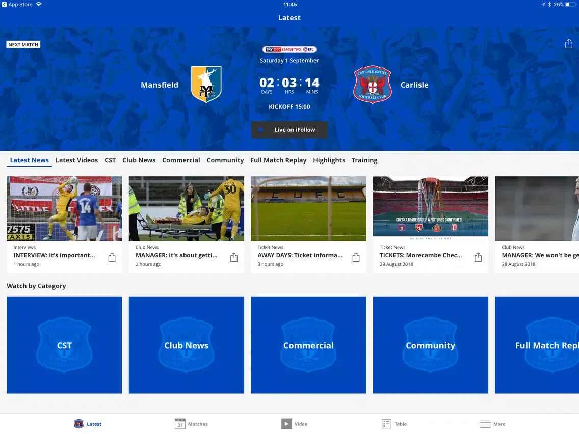 صور Carlisle United Official App iPad 