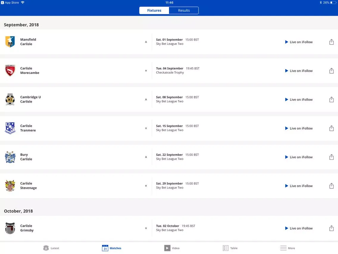 صور Carlisle United Official App iPad 