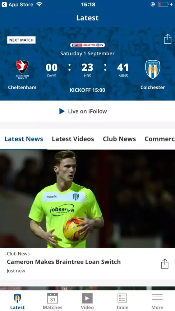 تصاویر Colchester United Official App