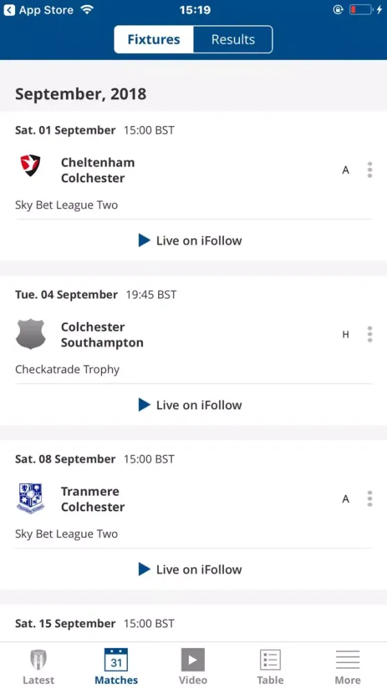 تصاویر Colchester United Official App