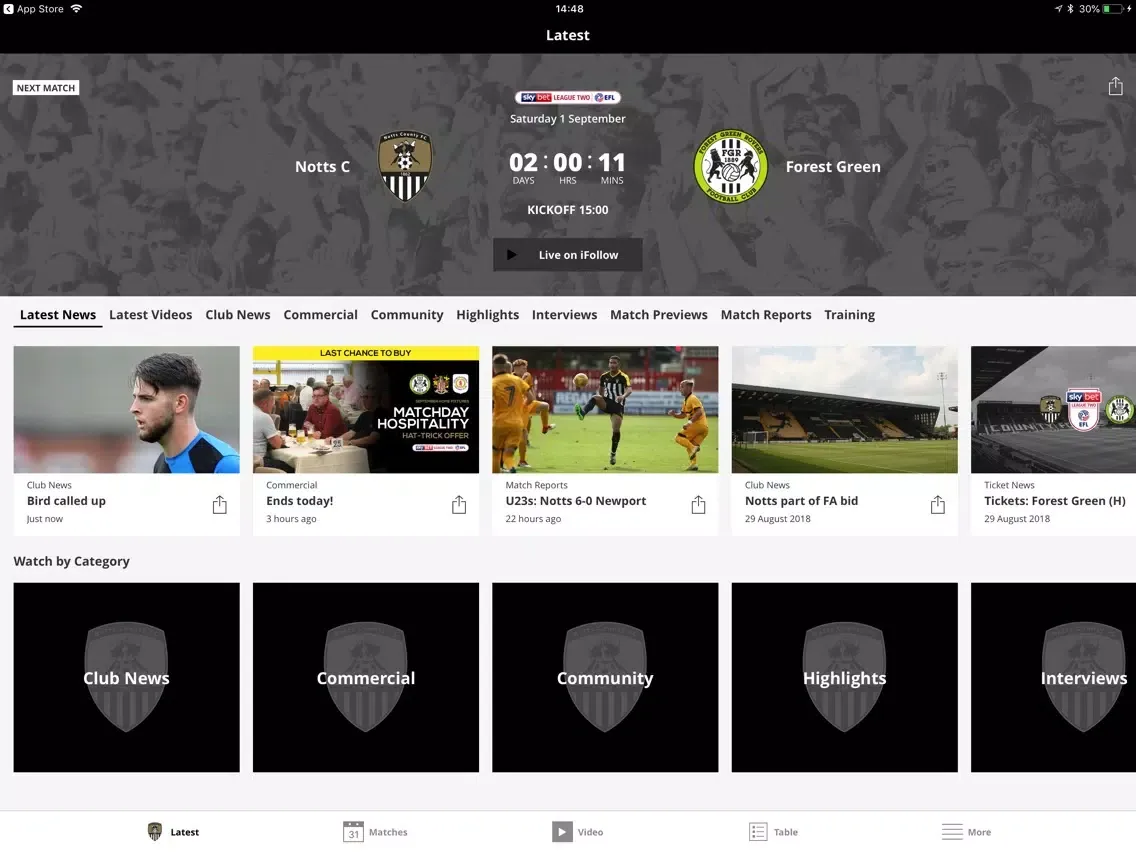 Notts County Official App iPad  سکرین شاٹس