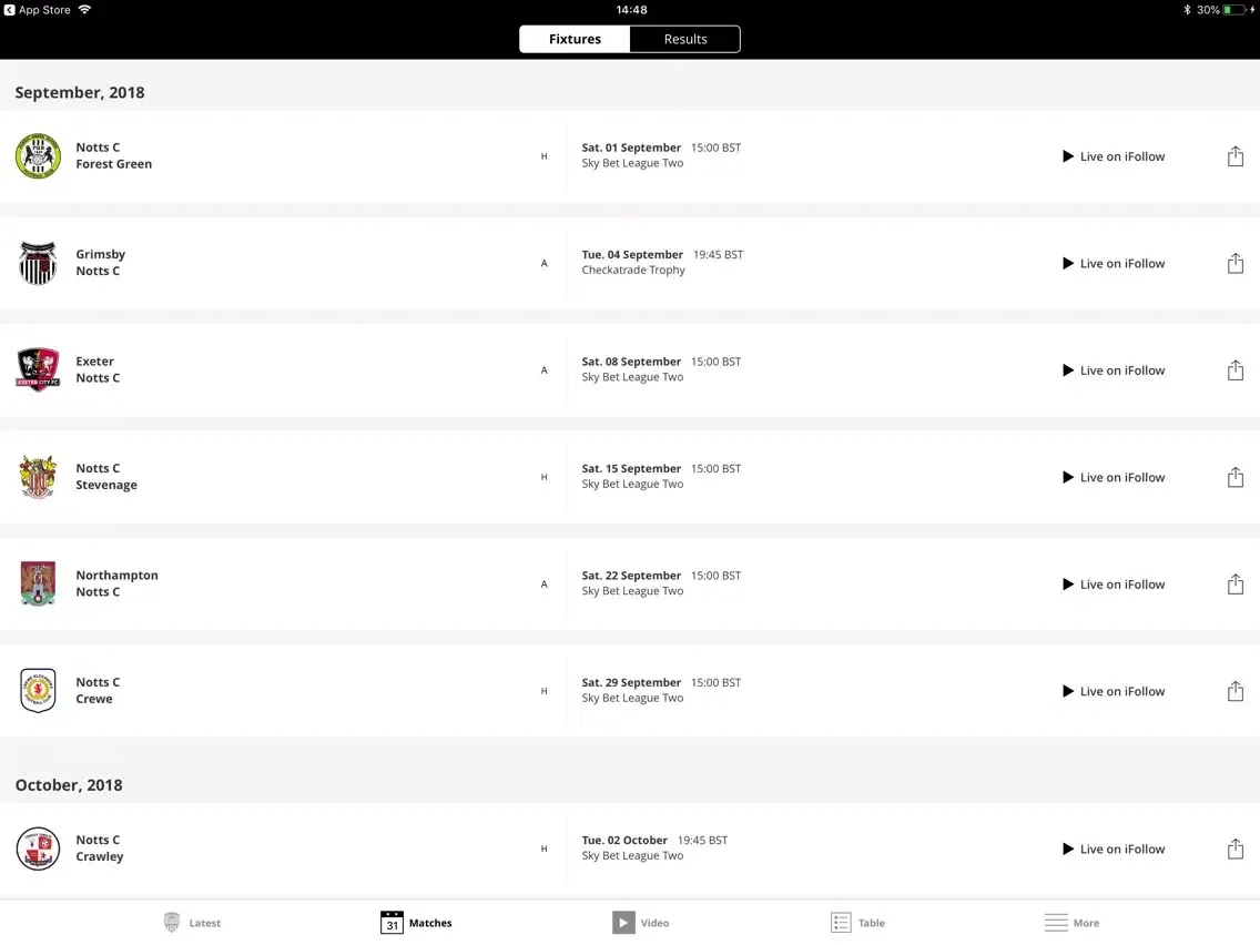 Notts County Official App iPad  سکرین شاٹس