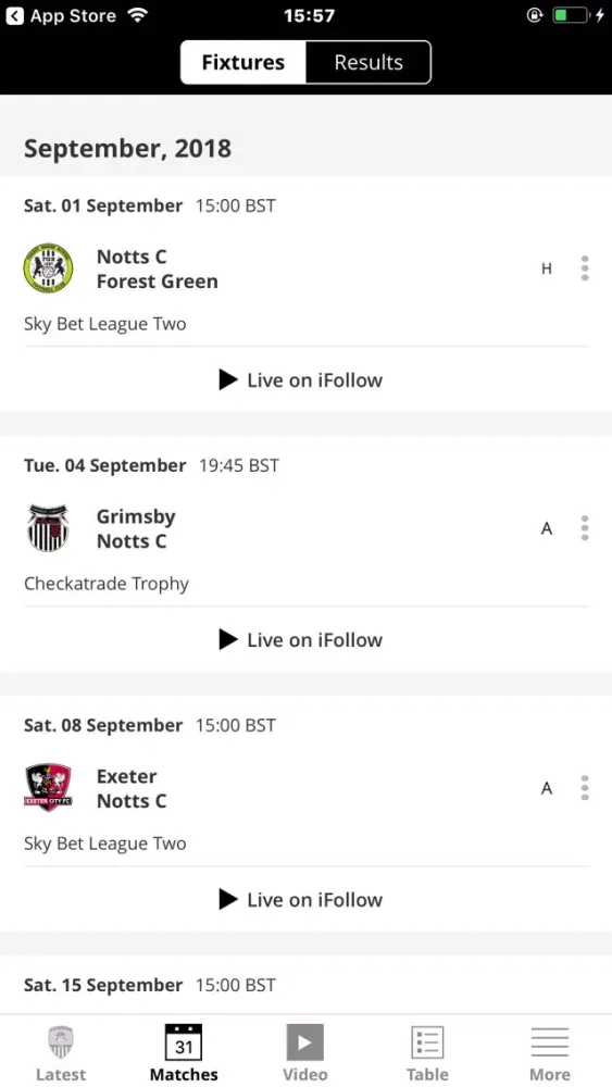 Notts County Official App سکرین شاٹس