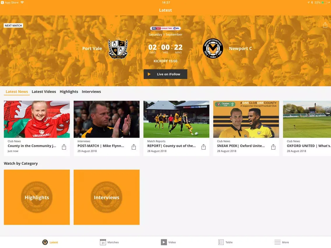 Скриншоты Newport County Official App iPad 