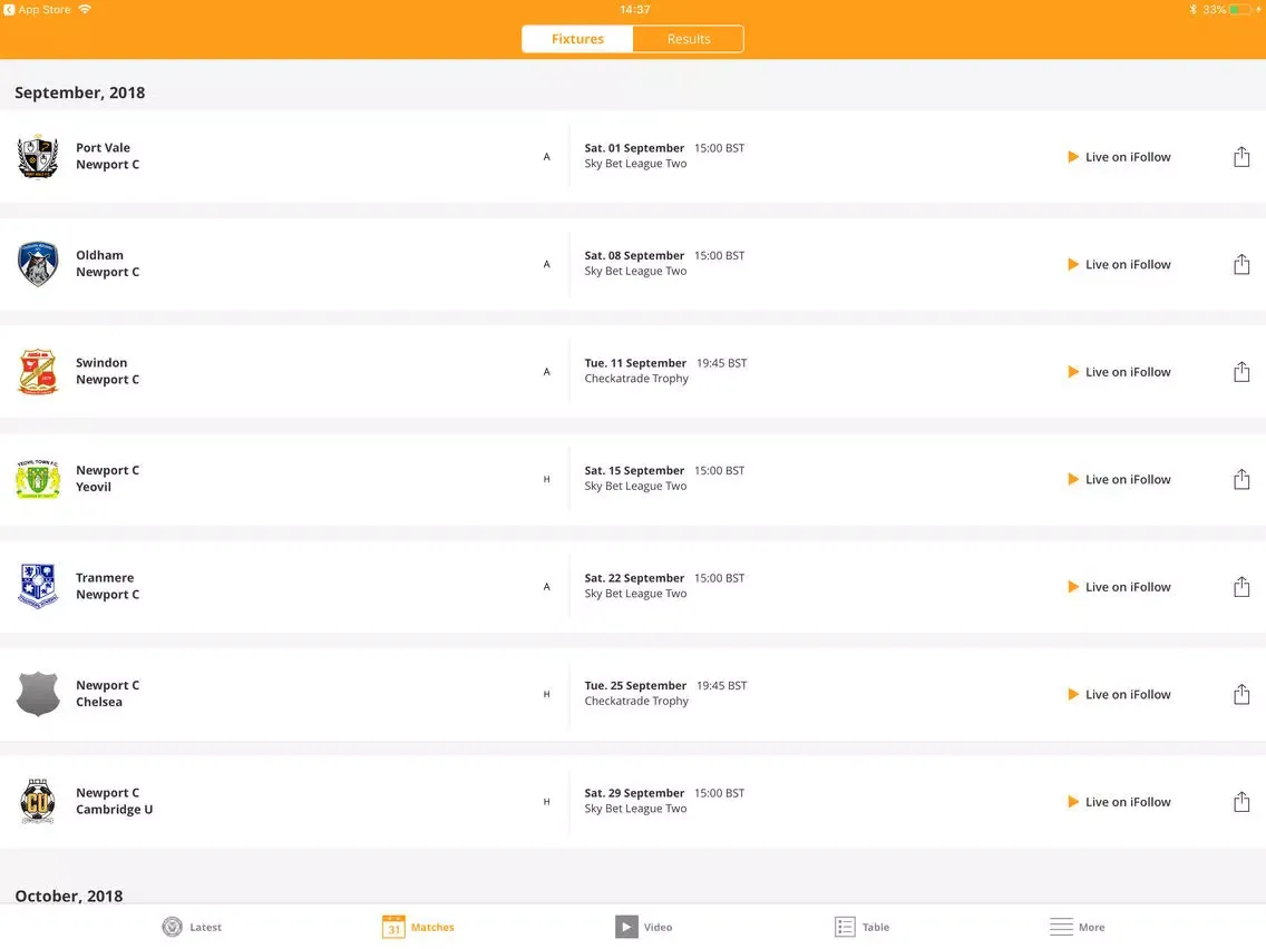 Скриншоты Newport County Official App iPad 