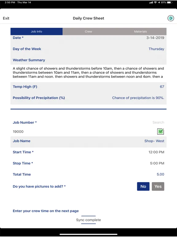 eForms Mobile iPad  Screenshots