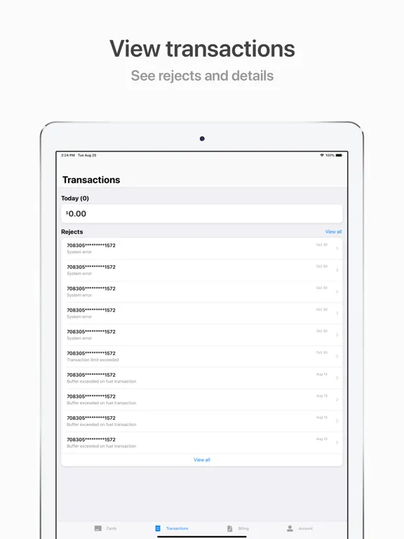 ภาพหน้าจอของ Fleet One CarrierControl iPad 