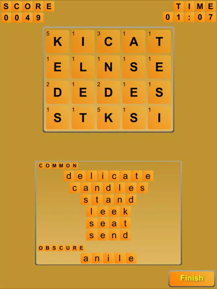 Ảnh chụp màn hình của Word Tease Lite iPad 