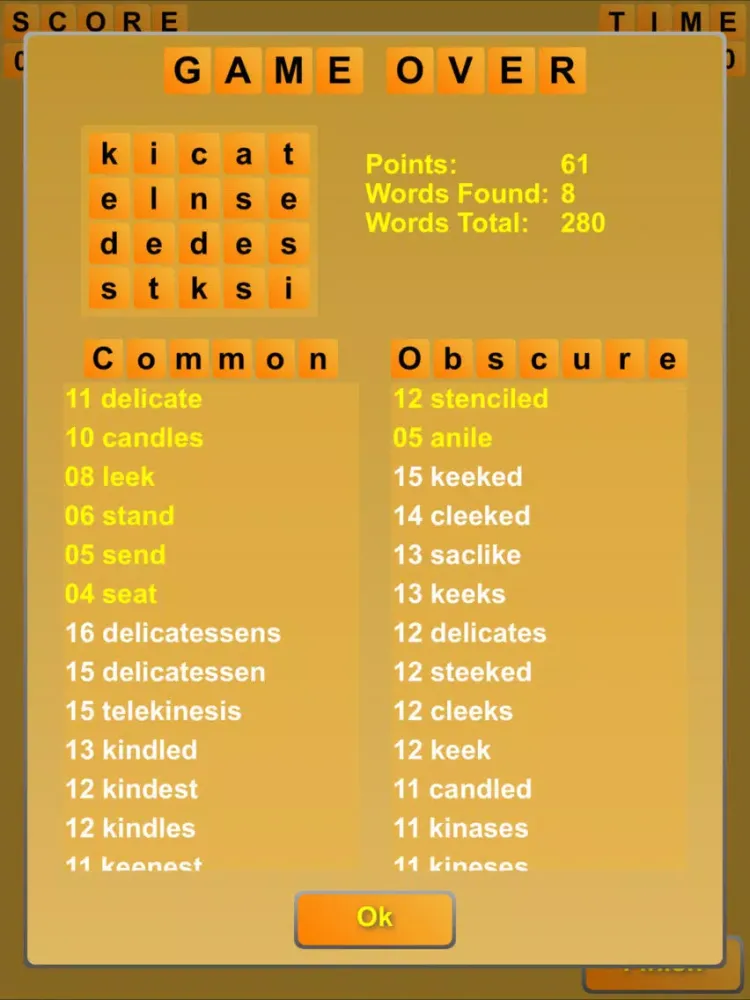 Ảnh chụp màn hình của Word Tease Lite iPad 