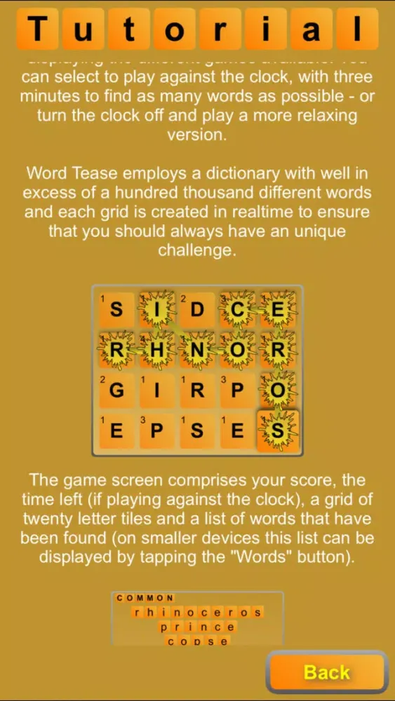 Ảnh chụp màn hình của Word Tease Lite